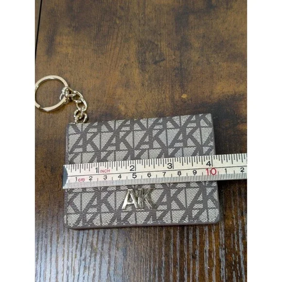 Anne Klein Card ID License Holder Key Chain Slim Wallet Ladies Brown W/Mirror - Picture 9 of 9
